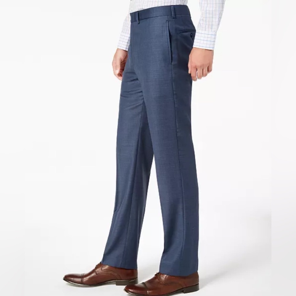 Calvin Klein Mens Slim-Fit Solid Dark Blue Polyester Brand Dress Pants 42W x 32L - Picture 3 of 12